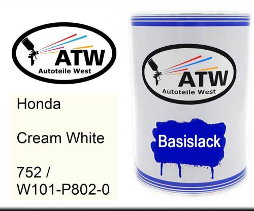 Honda, Cream White, 752 / W101-P802-0: 500ml Lackdose, von ATW Autoteile West.